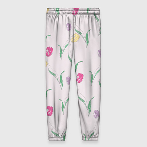 Женские брюки Цветут тюльпаны / 3D-принт – фото 2