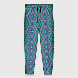 Женские брюки Зелено-фиолетовые ромбы: орнамент