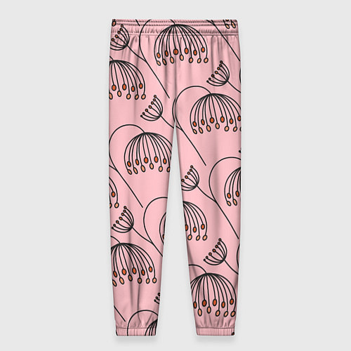 Женские брюки Цветы в стиле бохо на пудрово-розовом фоне / 3D-принт – фото 2