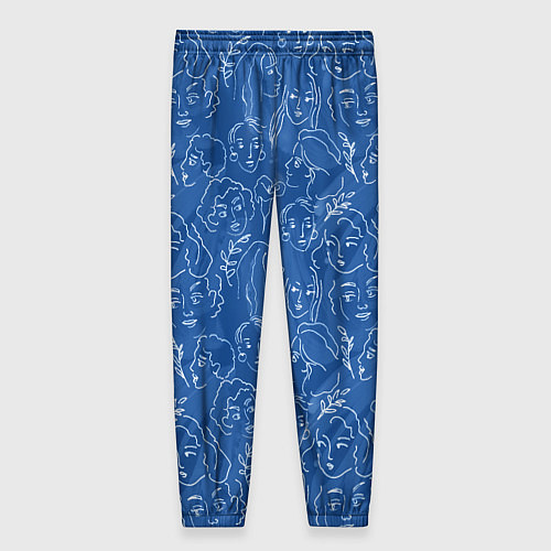 Женские брюки Женские лица на джинсовом синем / 3D-принт – фото 2