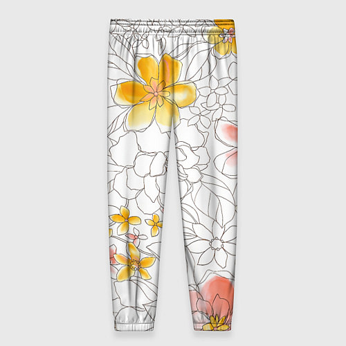 Женские брюки Нарисованный цветы - светлый / 3D-принт – фото 2