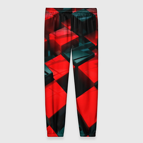 Женские брюки Кубы геометрии красный и чёрный / 3D-принт – фото 2