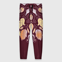 Брюки женские Узор из осенних листьев и шиповника, цвет: 3D-принт