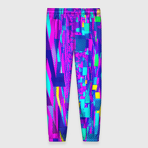 Женские брюки Неоновые розовые и голубые светящиеся кубики / 3D-принт – фото 2