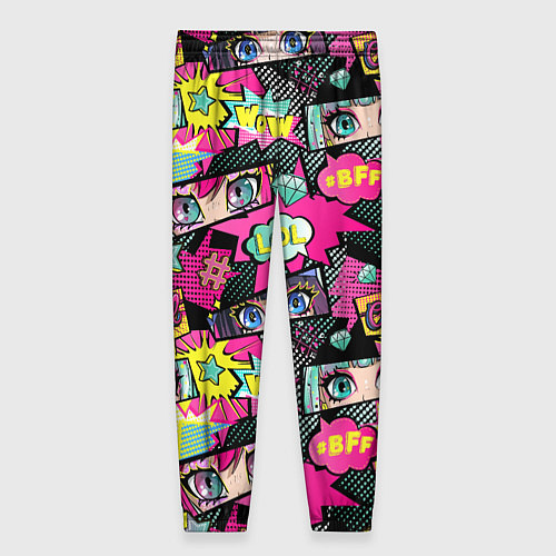 Женские брюки Глаза аниме-девушки: cool pattern / 3D-принт – фото 2