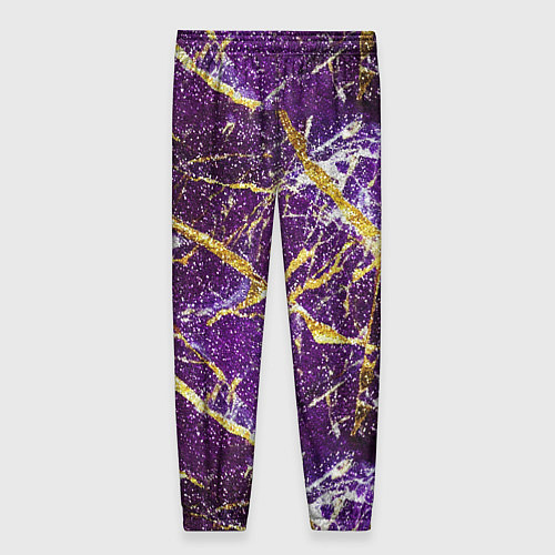 Женские брюки Фиолетовые и золотые блестки / 3D-принт – фото 2
