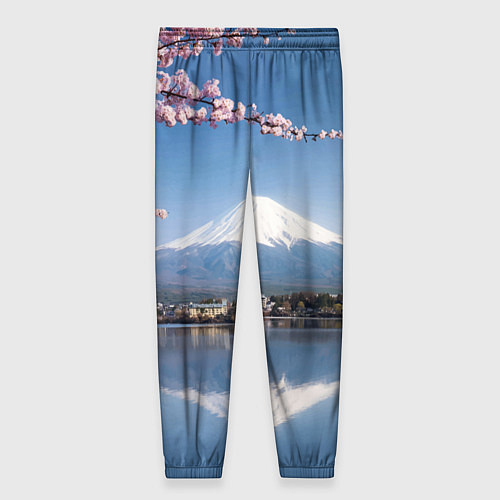 Женские брюки Цветущая сакура на фоне Фудзиямы - Япония / 3D-принт – фото 2