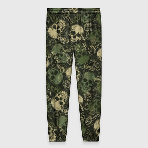 Женские брюки Камуфляж с черепами и грибами / 3D-принт – фото 2