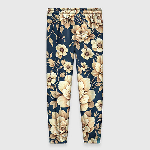 Женские брюки Золотые цветы узор / 3D-принт – фото 2