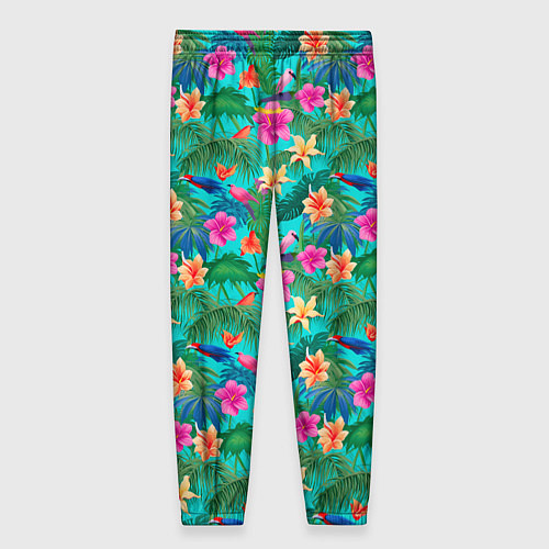 Женские брюки Разные цветочки на зеленом фоне / 3D-принт – фото 2