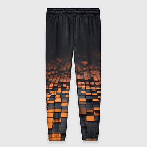 Женские брюки Черные и оранжевые пиксели / 3D-принт – фото 2