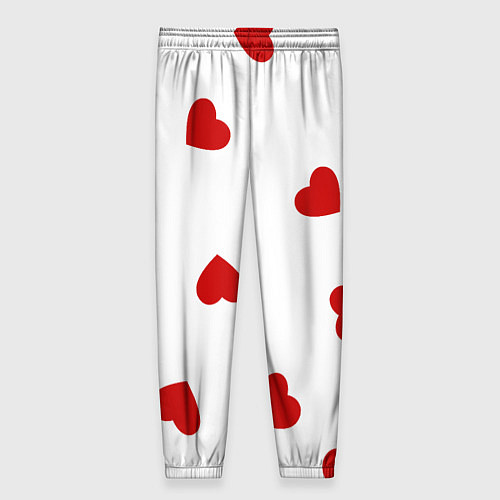 Женские брюки Красные сердечки на белом / 3D-принт – фото 2