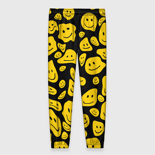 Женские брюки Расплывающиеся смайлы на черном / 3D-принт – фото 2