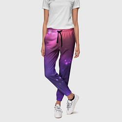 Брюки женские Разноцветный космос - неоновое свечение, цвет: 3D-принт — фото 2