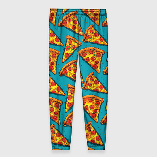 Женские брюки Кусочки пиццы на синем фоне / 3D-принт – фото 2