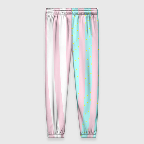 Женские брюки Полоска Барби и Кена - сплит: нежно-мытный и розов / 3D-принт – фото 2