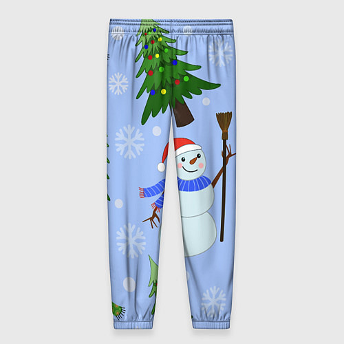 Женские брюки Снеговики с новогодними елками паттерн / 3D-принт – фото 2