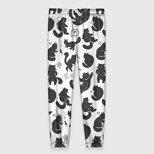 Женские брюки Эмоциональные черно-белые коты / 3D-принт – фото 2