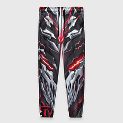 Брюки женские Красный неоновый кибер демон, цвет: 3D-принт