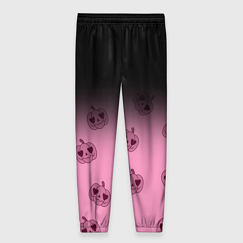 Женские брюки Черно-розовый градиент и хэллоуинские тыквы паттер / 3D-принт – фото 2
