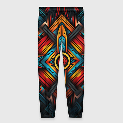 Женские брюки Симметричный геометрический узор в этническом стил / 3D-принт – фото 2
