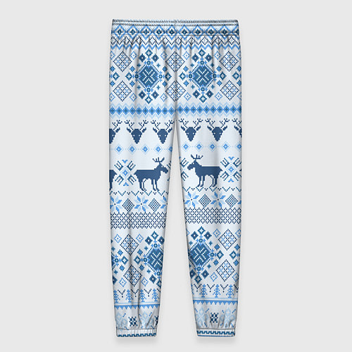 Женские брюки Blue sweater with reindeer / 3D-принт – фото 2