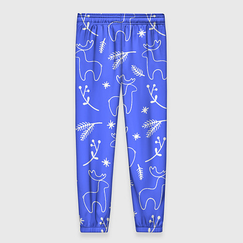 Женские брюки Синий рождественский принт с оленями / 3D-принт – фото 2