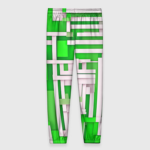 Женские брюки Полосы на зелёном фоне / 3D-принт – фото 2