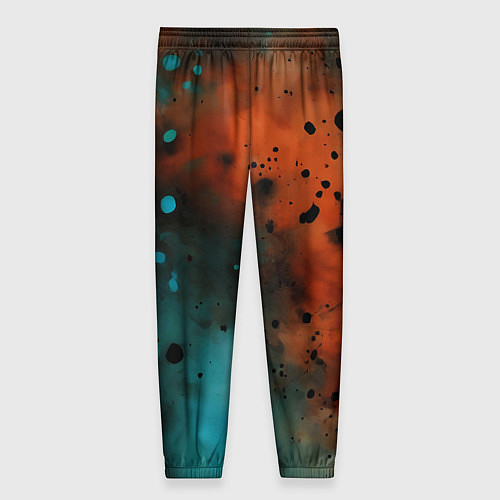 Женские брюки Акварельные брызги в оранжевом / 3D-принт – фото 2