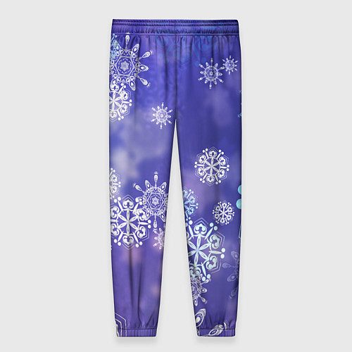 Женские брюки Крупные снежинки на фиолетовом / 3D-принт – фото 2