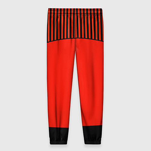 Женские брюки Оранжево черный комбинированный узор в полоску / 3D-принт – фото 2