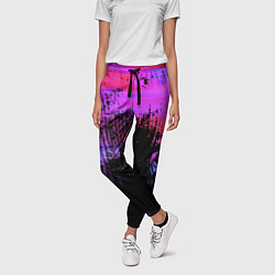 Брюки женские Розово синий сочный гранж, цвет: 3D-принт — фото 2