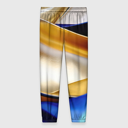 Женские брюки Белая желтая синяя абстракция / 3D-принт – фото 2