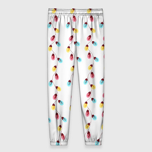 Женские брюки Новогодняя разноцветная гирлянда / 3D-принт – фото 2