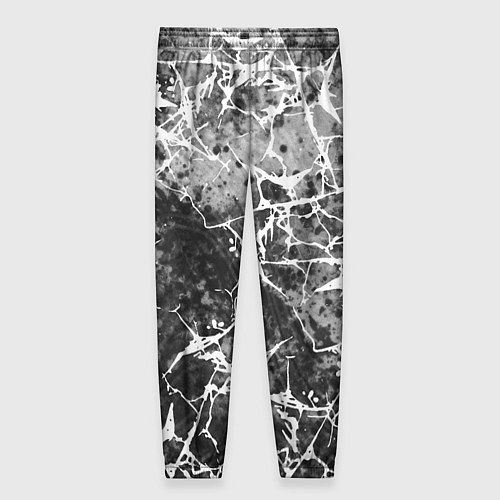Женские брюки Абстракция - белые трещины на сером фоне / 3D-принт – фото 2