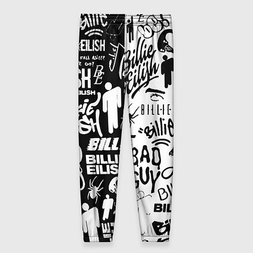Женские брюки Billie Eilish чернобелые битва лого / 3D-принт – фото 2