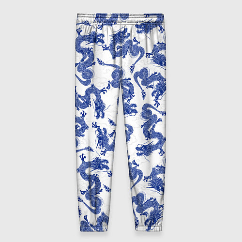 Женские брюки Синие новогодние драконы / 3D-принт – фото 2