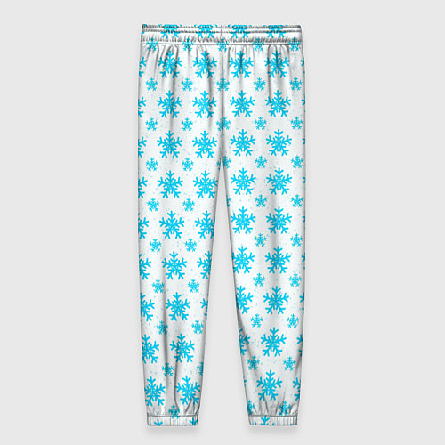 Женские брюки Паттерн снежинки бело-голубой / 3D-принт – фото 2