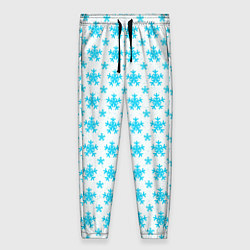 Женские брюки Паттерн снежинки бело-голубой