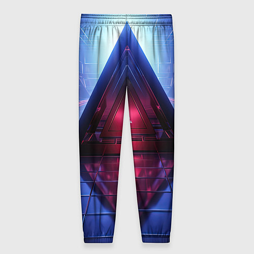 Женские брюки Фиолетовое свечение за треугольной абстракцией / 3D-принт – фото 2
