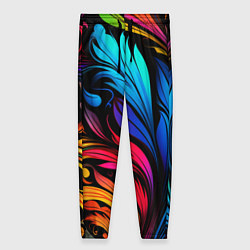 Брюки женские Паттерн с узорами на черном фоне, цвет: 3D-принт