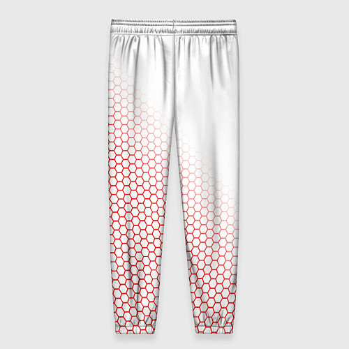 Женские брюки Красно-белый соты / 3D-принт – фото 2