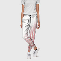 Брюки женские Красно-белый соты, цвет: 3D-принт — фото 2