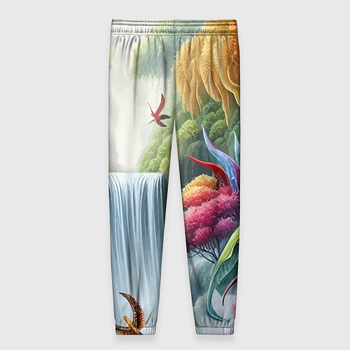 Женские брюки Водопад в тропическом лесу - алоха / 3D-принт – фото 2