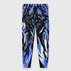 Женские брюки Чёрный материал и синие полосы