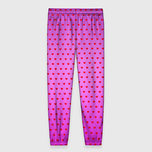 Женские брюки Красные сердечки на ярко розовом фоне / 3D-принт – фото 2