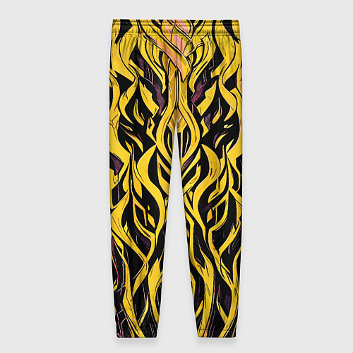 Женские брюки Жёлтый узор на чёрном фоне / 3D-принт – фото 2
