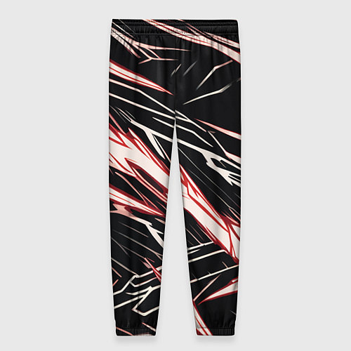 Женские брюки Красные и белые полосы на чёрном фоне / 3D-принт – фото 2