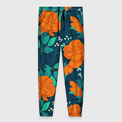 Женские брюки Паттерн с оранжевыми цветами