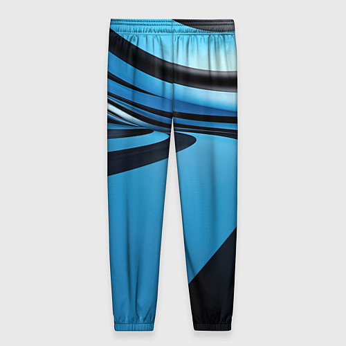 Женские брюки Черная и синяя абстракция в виде волн / 3D-принт – фото 2